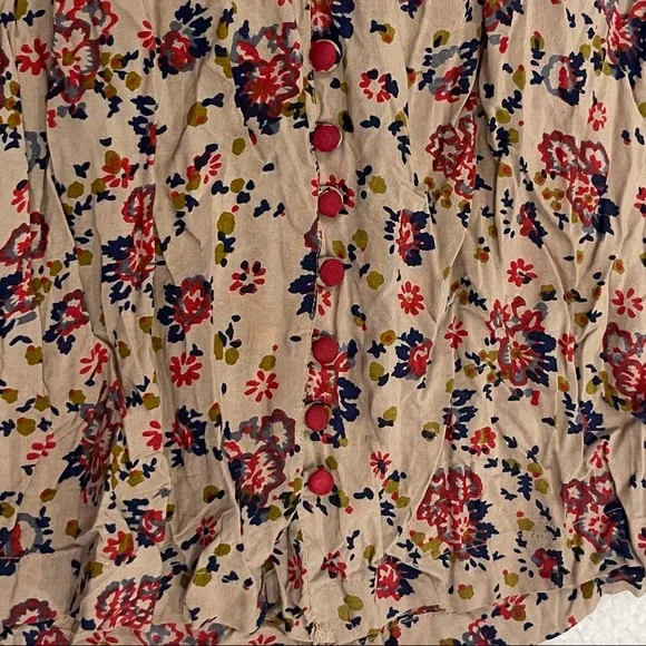 Lucky Brand Floral Print Western Boho Prairie Button up Blouse Size Small - Picture 4 of 7